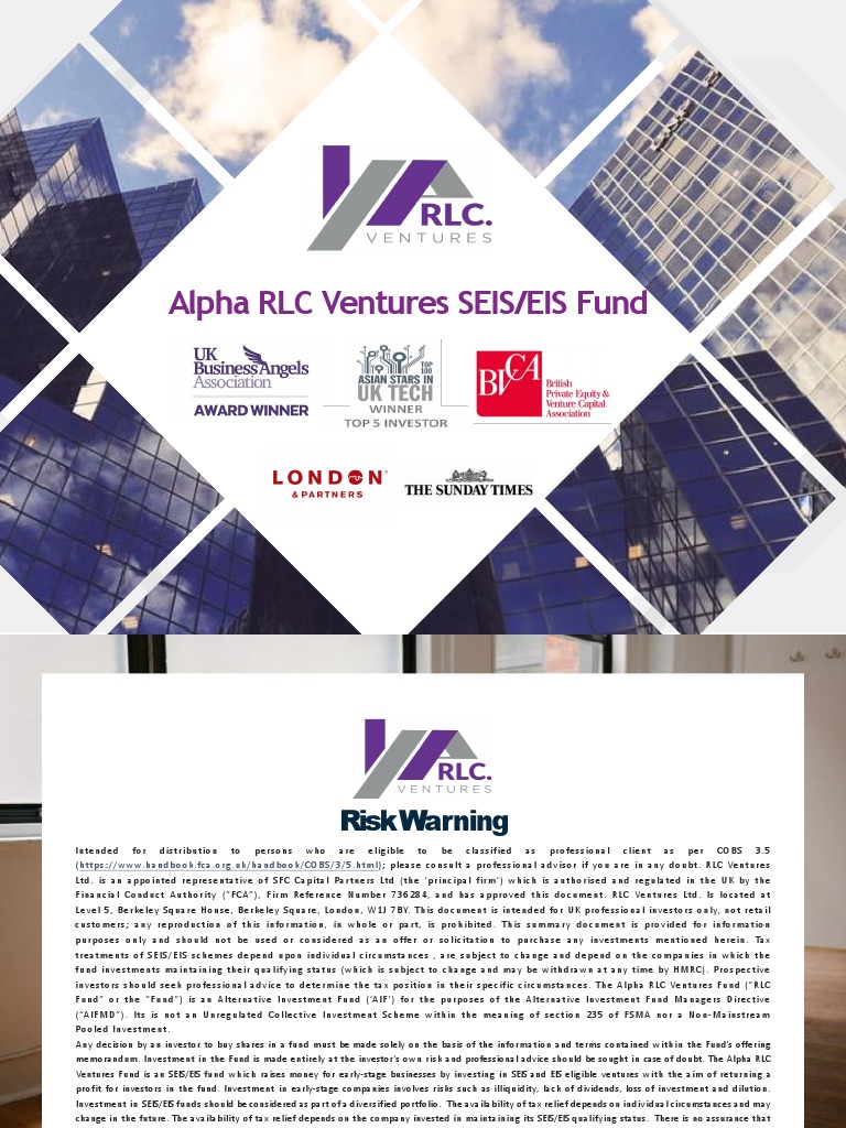 Alpha RLC Ventures SEIS/EIS Fund Overview | PDF | Venture Capital ...