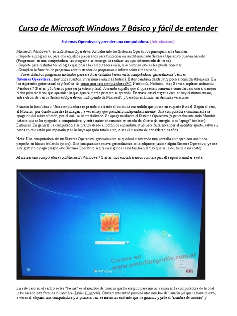 2 Curso de Microsoft Windows 7 Básico y Fácil de Entender | PDF ...