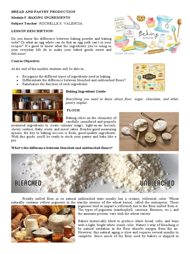 Baking Ingredients Explained: Flour & Sugar | PDF | Flour | Breads
