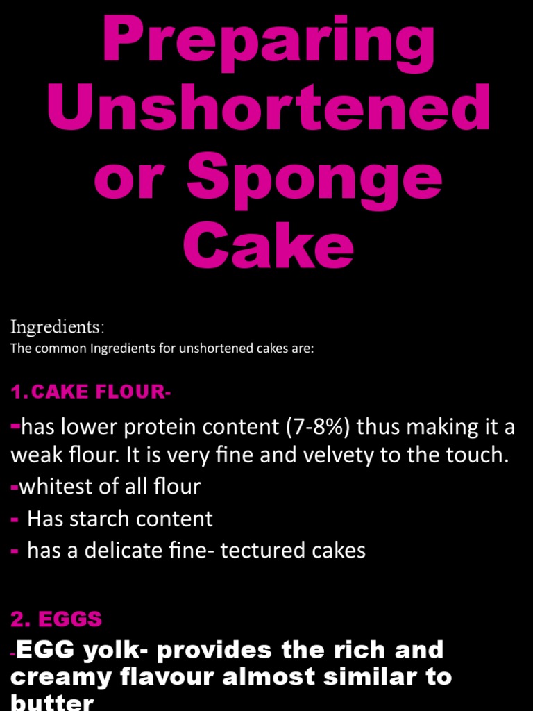 Preparing Unshortened or Sponge Cake PDF Cakes Egg White