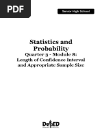 Statistics and Probability: Quarter 3 - Module 8: Length of Confidence Interval and Appropriate Sample Size