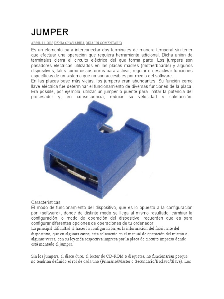 Funciones y Tipos de Jumpers en PC | PDF | USB | Memoria de acceso ...