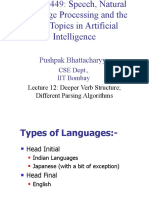 Pushpak Bhattacharyya: Lecture 12: Deeper Verb Structure Different Parsing Algorithms