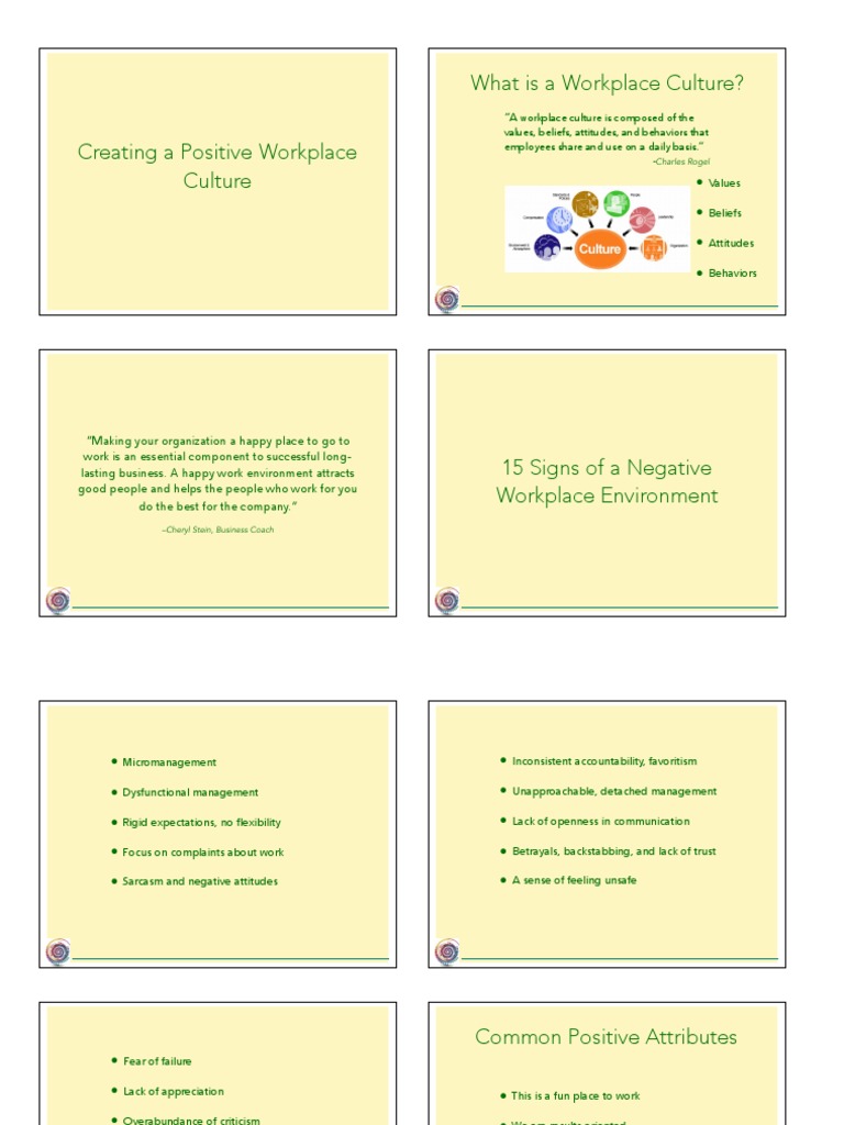Positive Workplace Culture Guide | PDF | Organizational Culture | Emotions