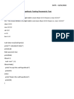 Hypothesis Testing Parametric Test: NAME:-Raunak Malkani DATE: - 13/01/2022 UID: - 20BIT032 1) Single Population Mean