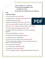 Clothes We Wear Revision Worksheet - Key 2