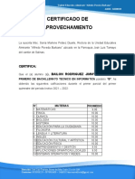 Certificado de Aprovechamiento