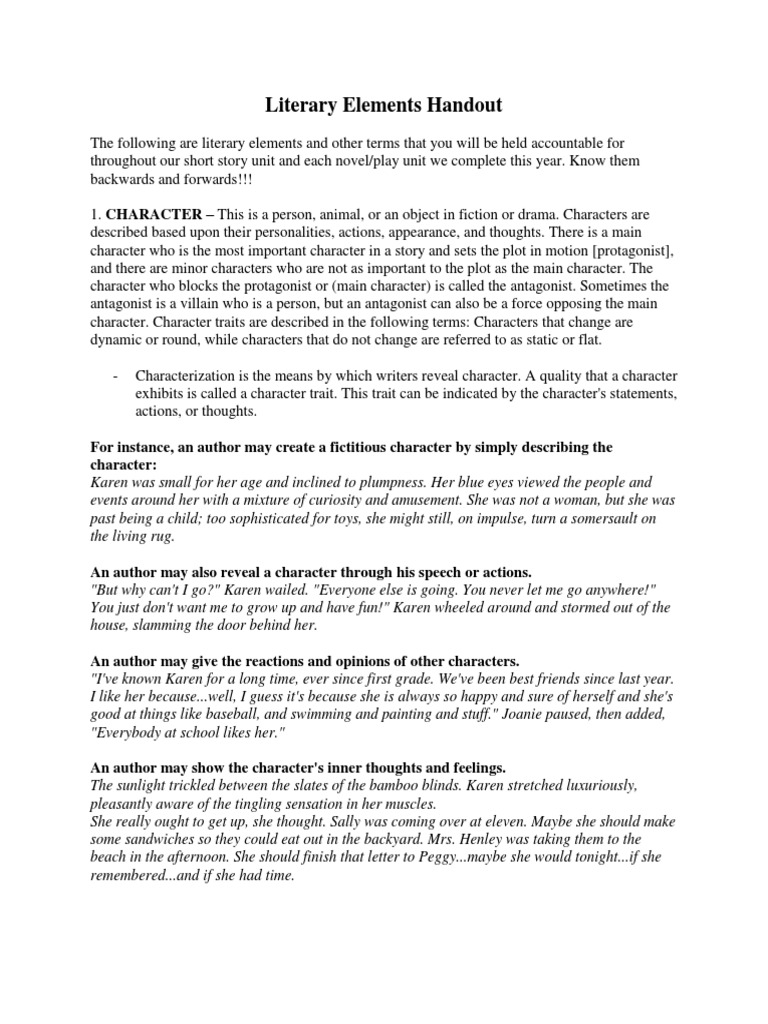 Key Literary Elements Explained | PDF | Narration