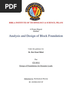 Analysis and Design of Block Foundation: Birla Institute of Technology & Science, Pilani