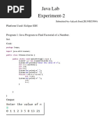 Java Lab Experiment-2: Platform Used: Eclipse IDE