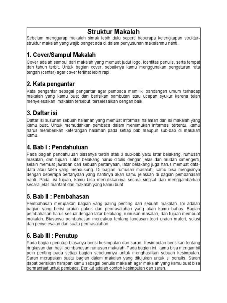 Langkah-Langkah STRUKTUR MAKALAH | PDF