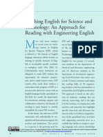 Teaching English For Science and Technology: An Approach For Reading With Engineering English
