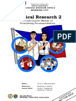 Practical Research 2: Second Quarter-Module 12 Formulating Recommendations