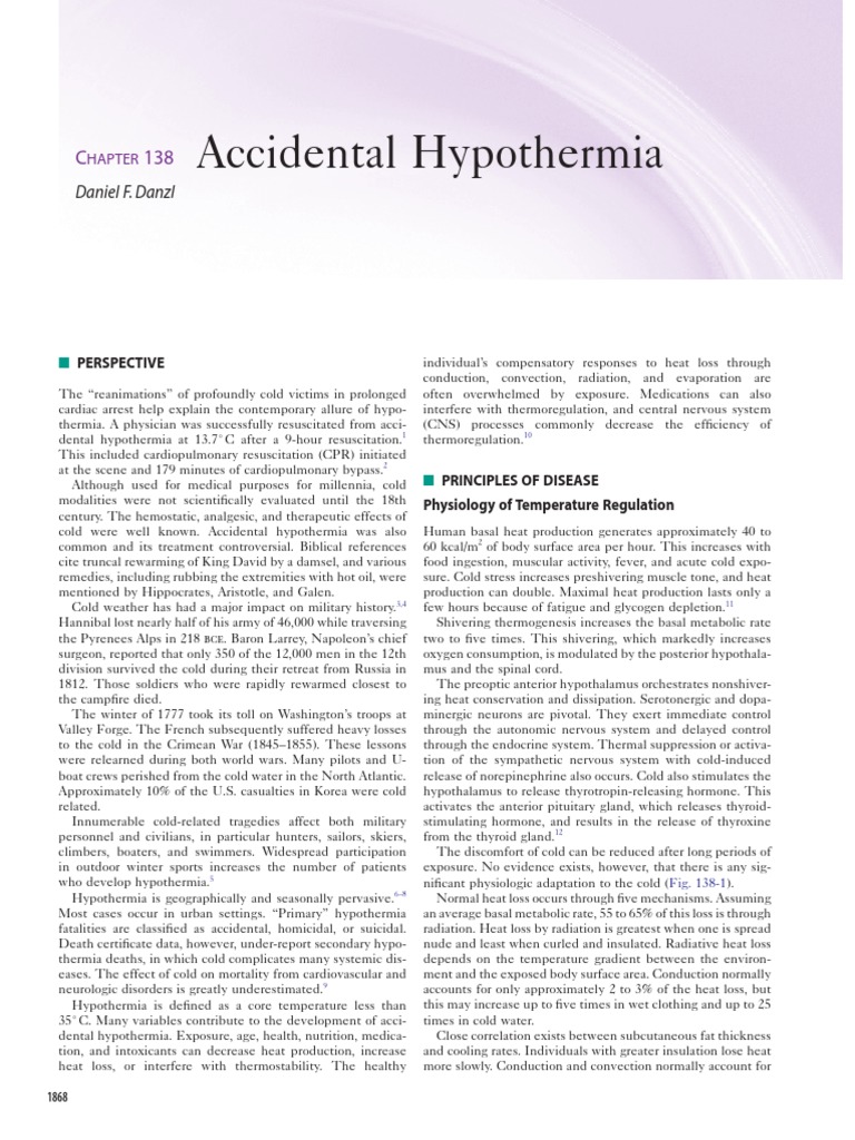 Accidental Hypothermia PDF Hypothermia Medical Specialties