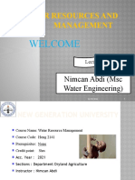 Water Resources and Management: Welcome