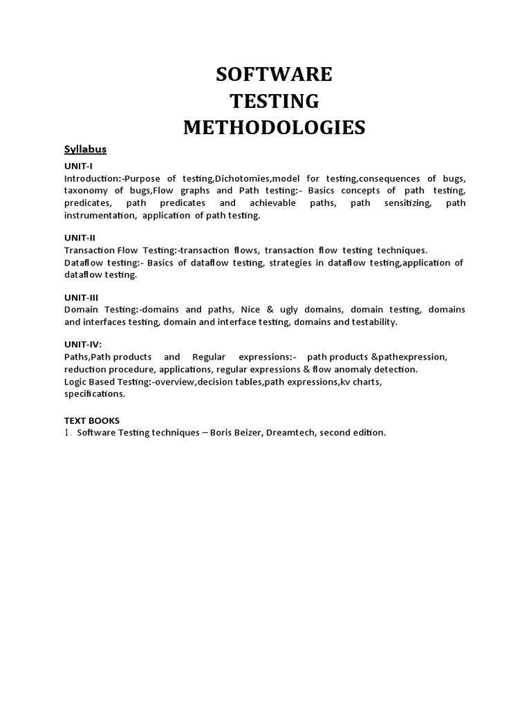 Software testing methodologies pdf software testing software bug
