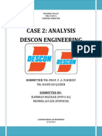 Case 2: Analysis Descon Engineering: Submitted To: Prof. F. A. Fareedy Ta: Hadiyah Qaiser Submitted by