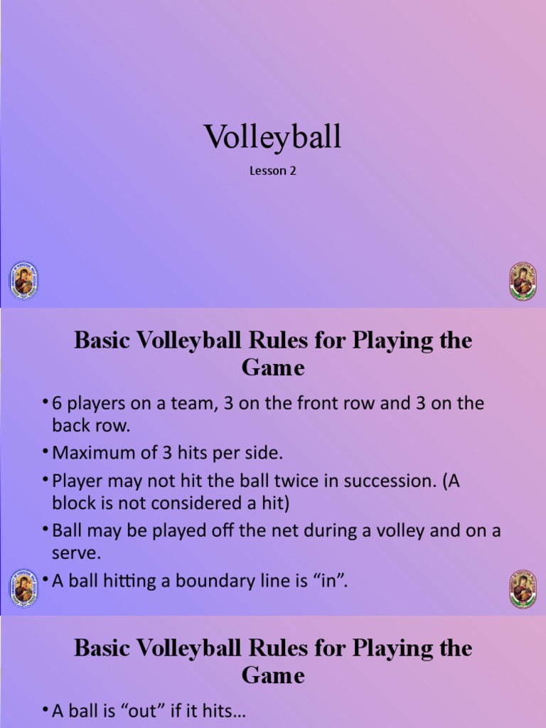 Lesson 2 Volleyball Rules PDF