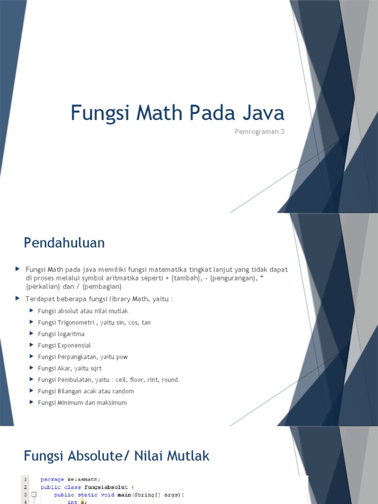 Fungsi Math dalam Pemrograman Java | PDF