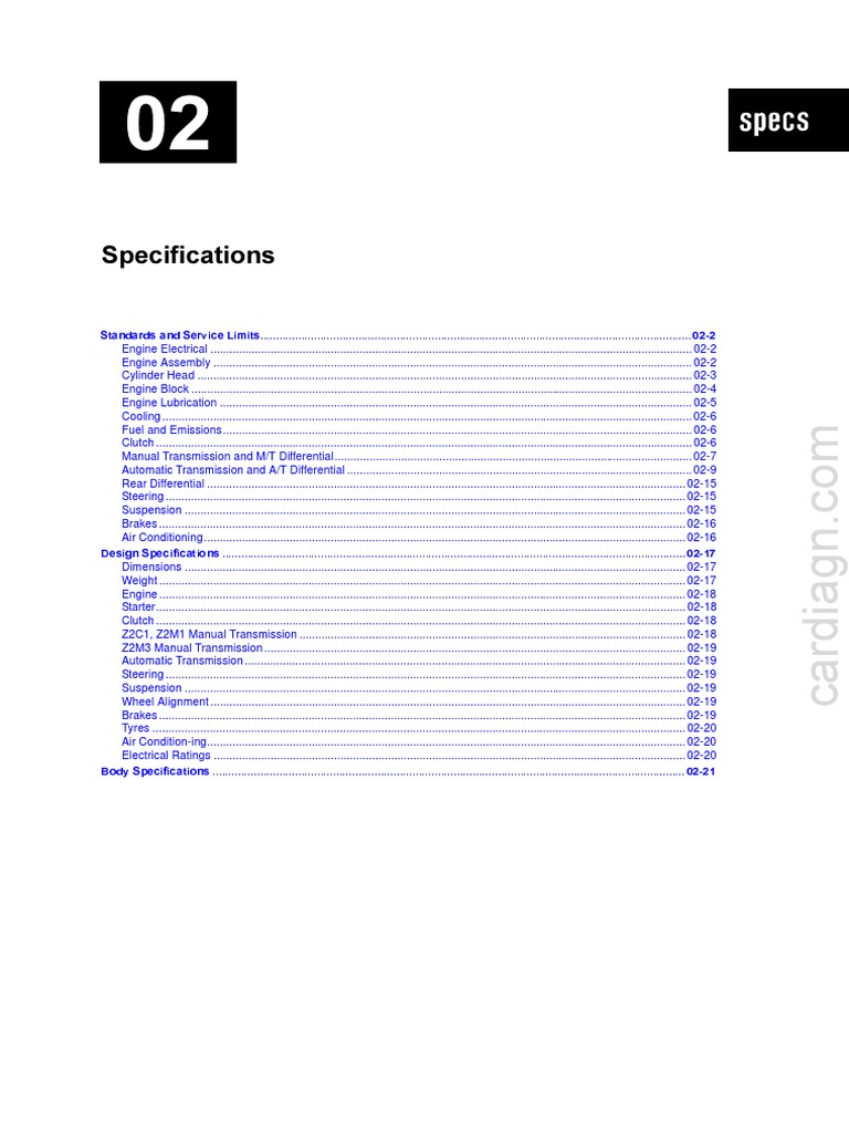 Engine Specifications and Service Limits | PDF | Internal Combustion ...