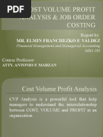 Cost Volume Profit Analysis & Job Order Costing 11 9