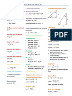 Maths Formulas Year 10 Surface Area Volume