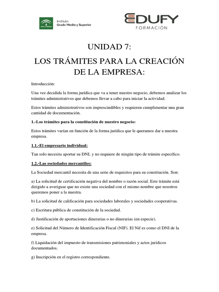 Trámites para Crear una Empresa | PDF | Sociedad de responsabilidad ...
