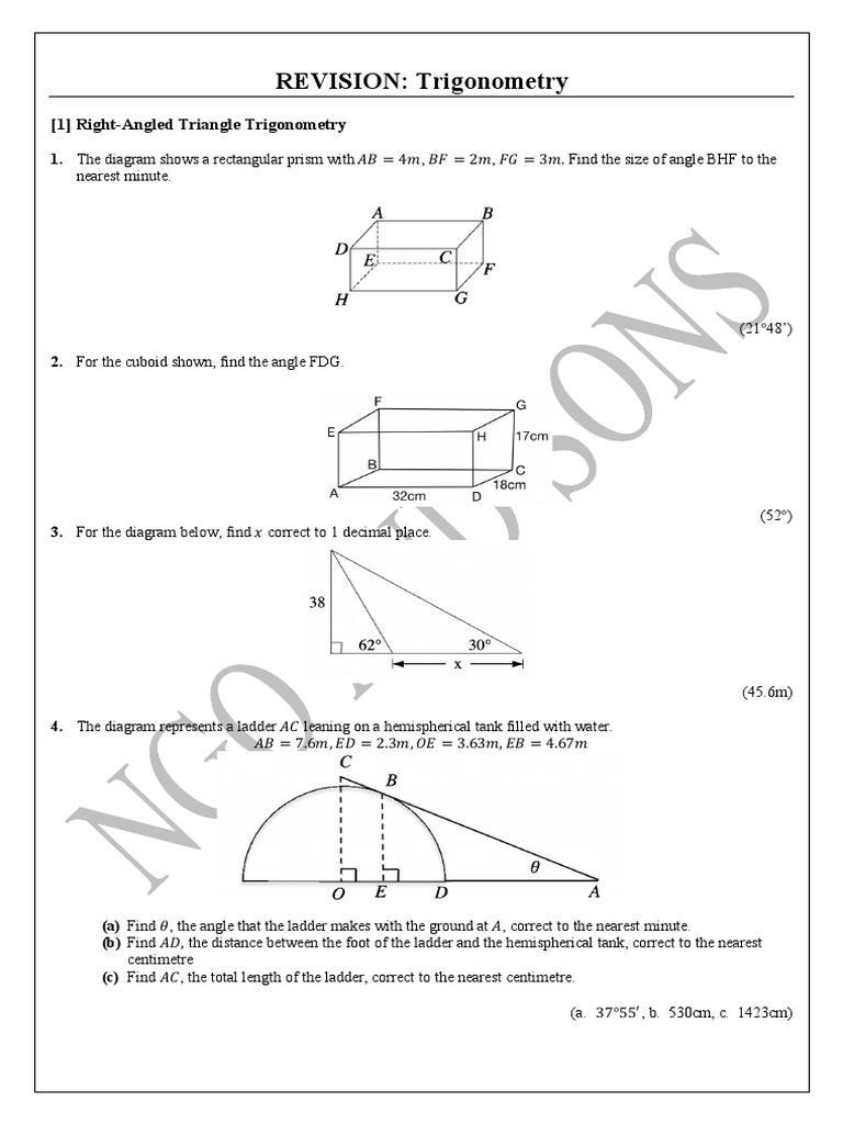 Trigonometry Revision Guide | PDF | Circle | Triangle