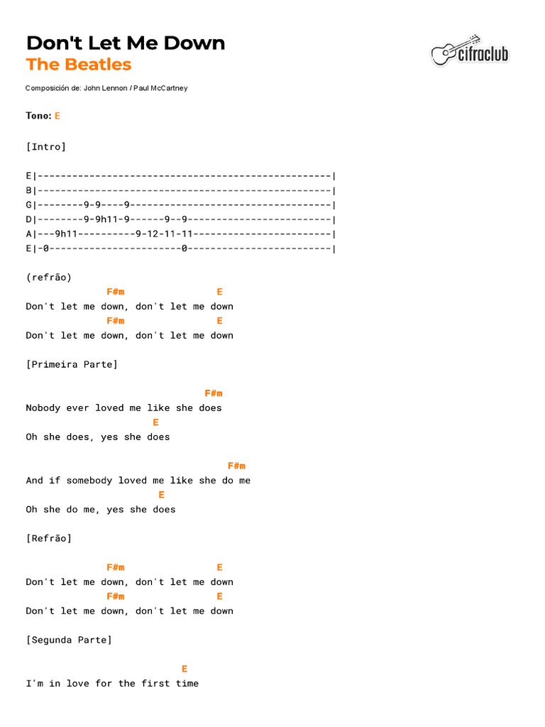 Don T Let Me Down Beatles Letra Cifra Club - The Beatles - Don't Let Me Down | PDF