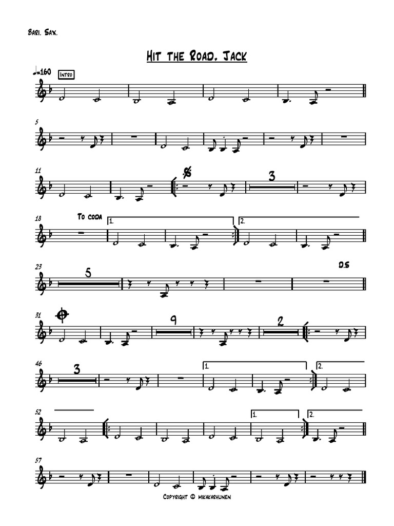 Hit The Road Jack Bari. Sax. PDF