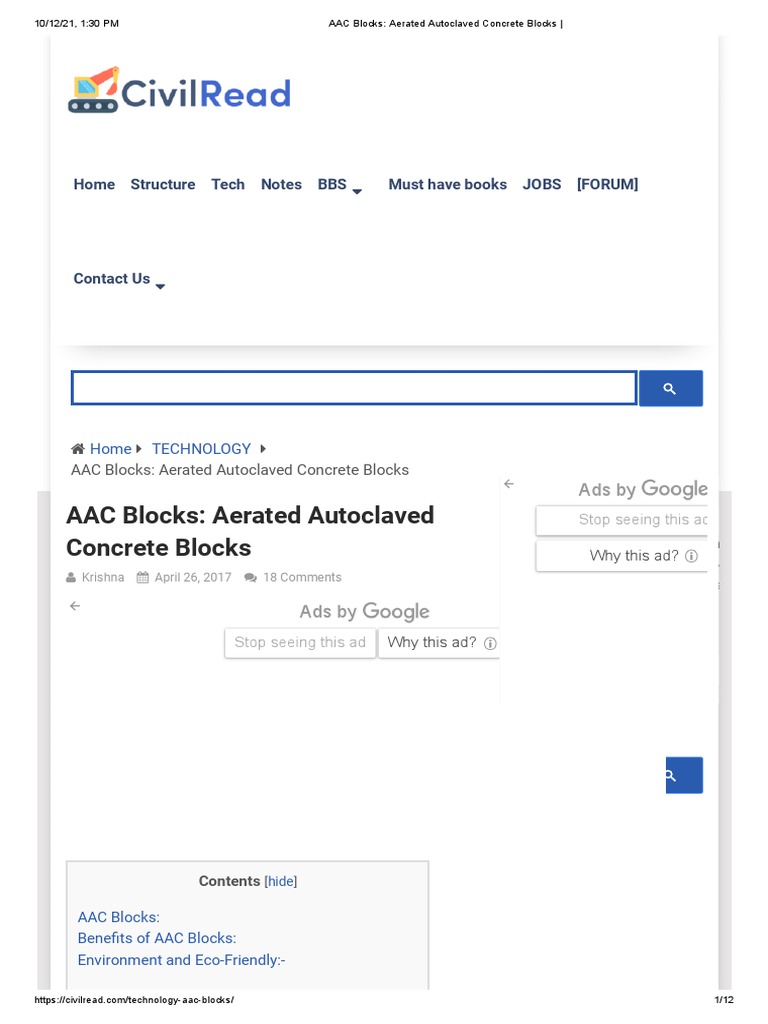 AAC Blocks - Aerated Autoclaved Concrete Blocks | PDF | Brick | Concrete