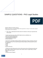 Sample Questions - PHD Legal Studies: Negative Marks For Wrong Answers