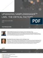 Upgrading Samplemanager Lims: The Critical Factors: Andre Schalch / Missy Burk