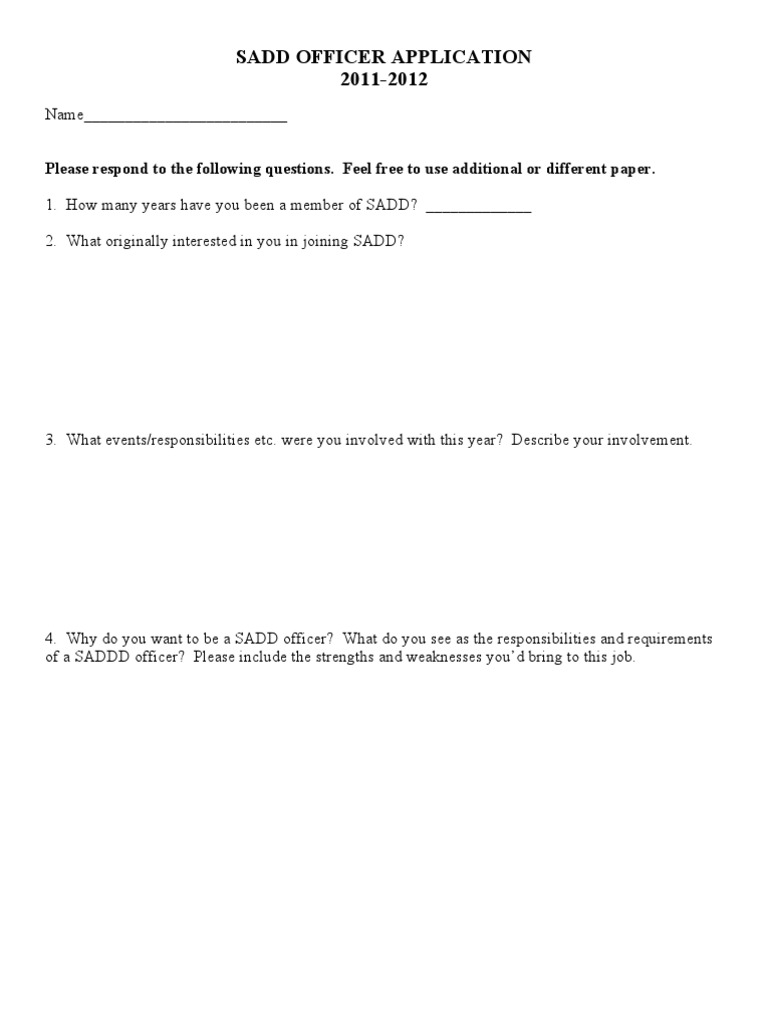 SADD Application | PDF | Career & Growth