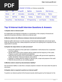 Top 10 Internal Audit Interview Questions & Answers