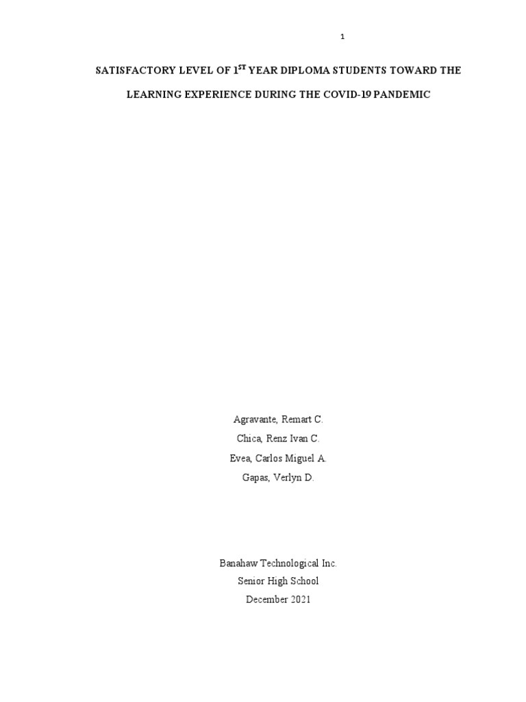 Diploma Students' Satisfaction in COVID Learning | PDF | Distance ...