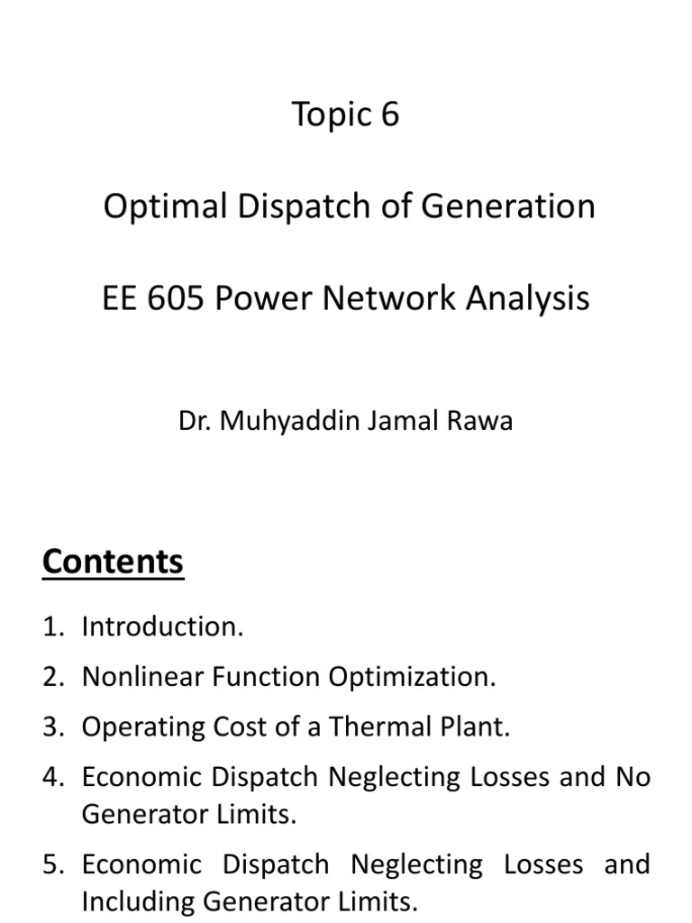 Optimal Power Dispatch Strategies | PDF | Mathematical Optimization ...