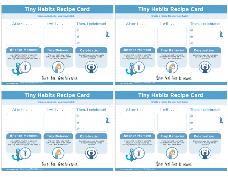 Tiny Habits Recipe Card | PDF