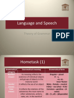 Grammar Categories and Language vs Speech Analysis
