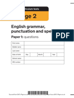 ks2 English 2016 Grammar Punctuation Spelling Paper 1 Short Answer Questions