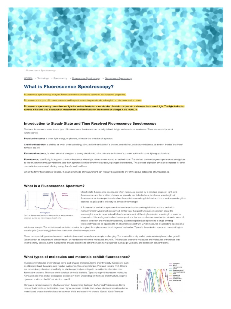 What Is Fluorescence Spectroscopy PDF Fluorescence Spectroscopy Fluorescence