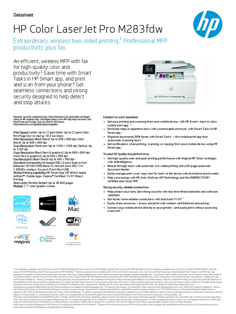 HP Color Laserjet Pro M283Fdw: Extraordinary, Wireless Two-Sided ...