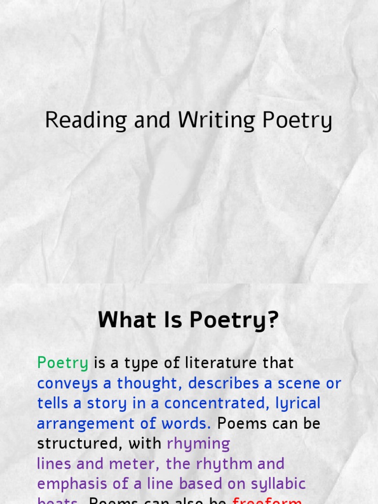 Reading and Writing Poetry PDF Poetry Metre (Poetry)