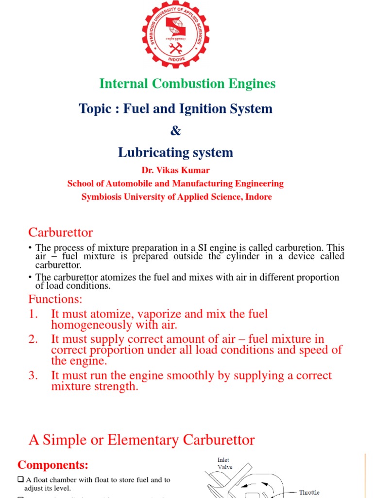 Ignition System and Lubricating System PDF Ignition System Fuel
