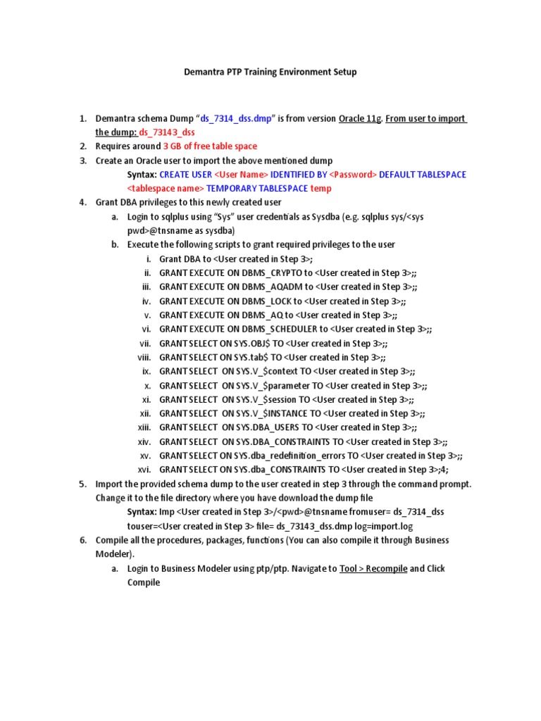 Demantra PTP Environment Setup Guide | PDF | Computing | Information Age