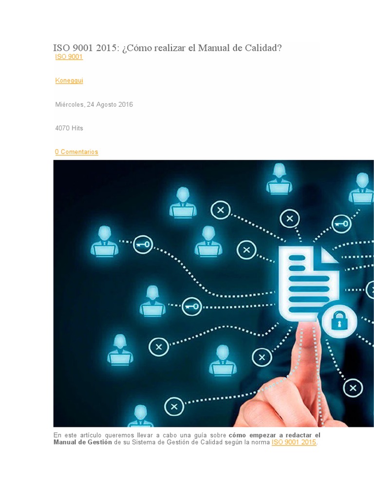 Guía para el Manual de Calidad ISO 9001 | PDF | Sistema de manejo de ...
