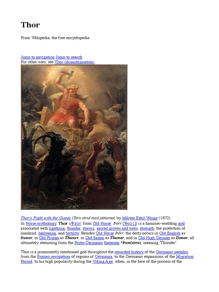 Thor's Fight With The Giants: Þunor, in | PDF | Thor | Norse Mythology