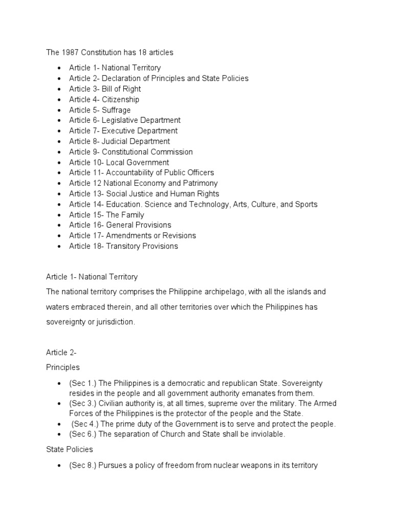 Overview of the 1987 Philippine Constitution | PDF | Commission On ...