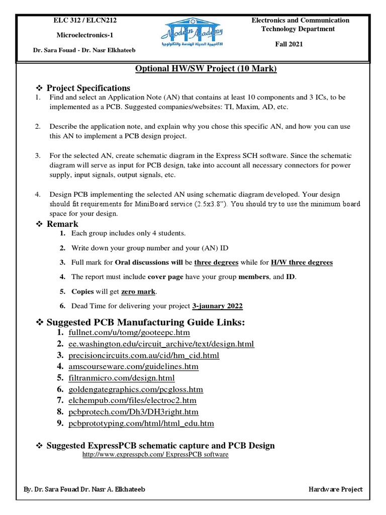Project Specifications: Suggested PCB Manufacturing Guide Links | PDF ...