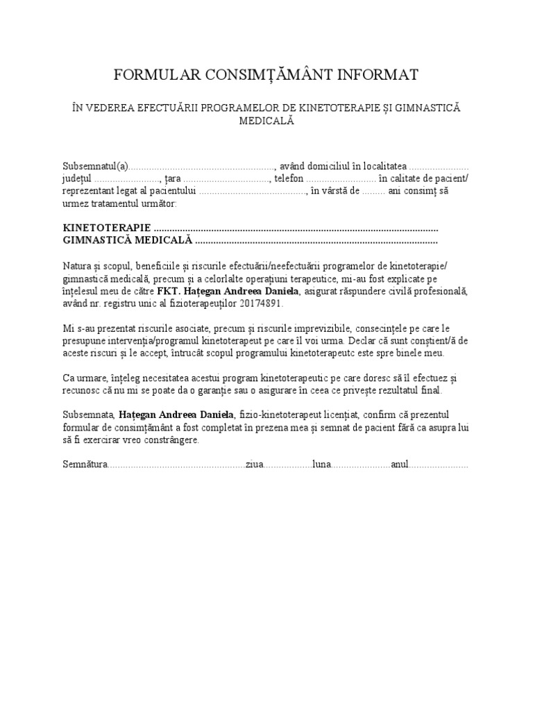 Formular Consimțământ Informat | PDF